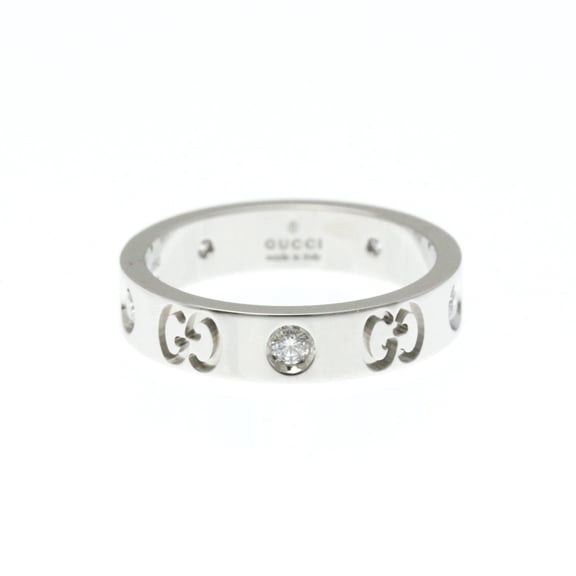Pre-Owned Gucci Icon Diamond Ring White Gold (18K) Fashion Diamond Band Ring Silver
