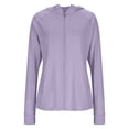 thumbnail image 4 of Wensltd Femmes Protection Solaire Manches Longues Hauts à Capuche Couleur Unie Légers Sports de Plein Air Randonnée Course Chandails Violet, 4 of 6
