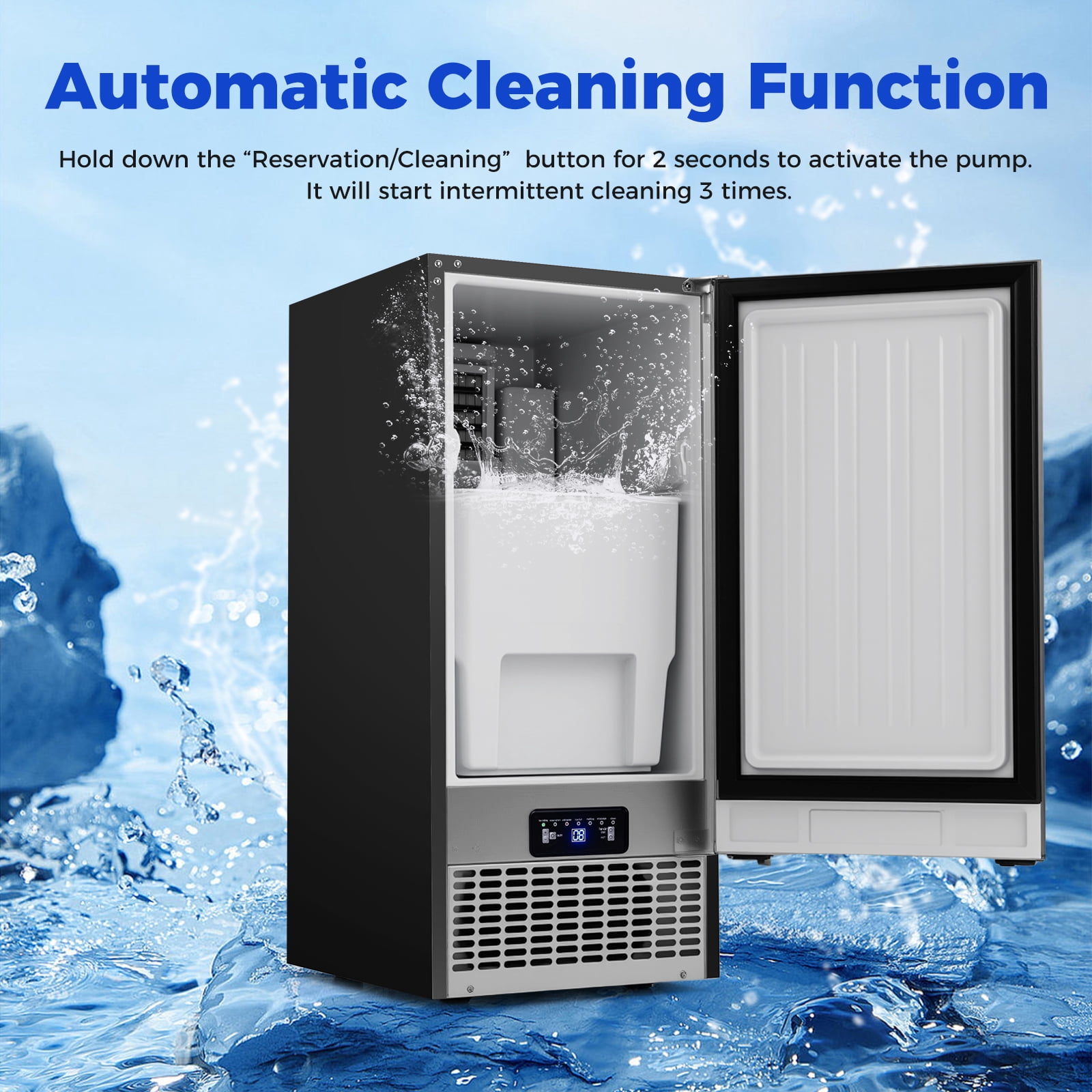 Costway Freestanding Ice Maker, 110 lbs/24H Undercounter/ Ice Machine with 25 lbs Capacity Silver&Black