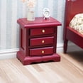 thumbnail image 3 of Miniature Bedside 1:12 Furniture Dollhouse Nightstand Bedroom Drawer Cabinet Model Accessories Mini House Scene Building Tabletop Decorations (Red), 3 of 6