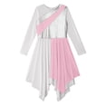 thumbnail image 5 of iiniim Long Sleeve Praise Dance Dress for Girls Metallic Liturgical Worship Asymmetrical Church Robe Tunic Pink 8, 5 of 7