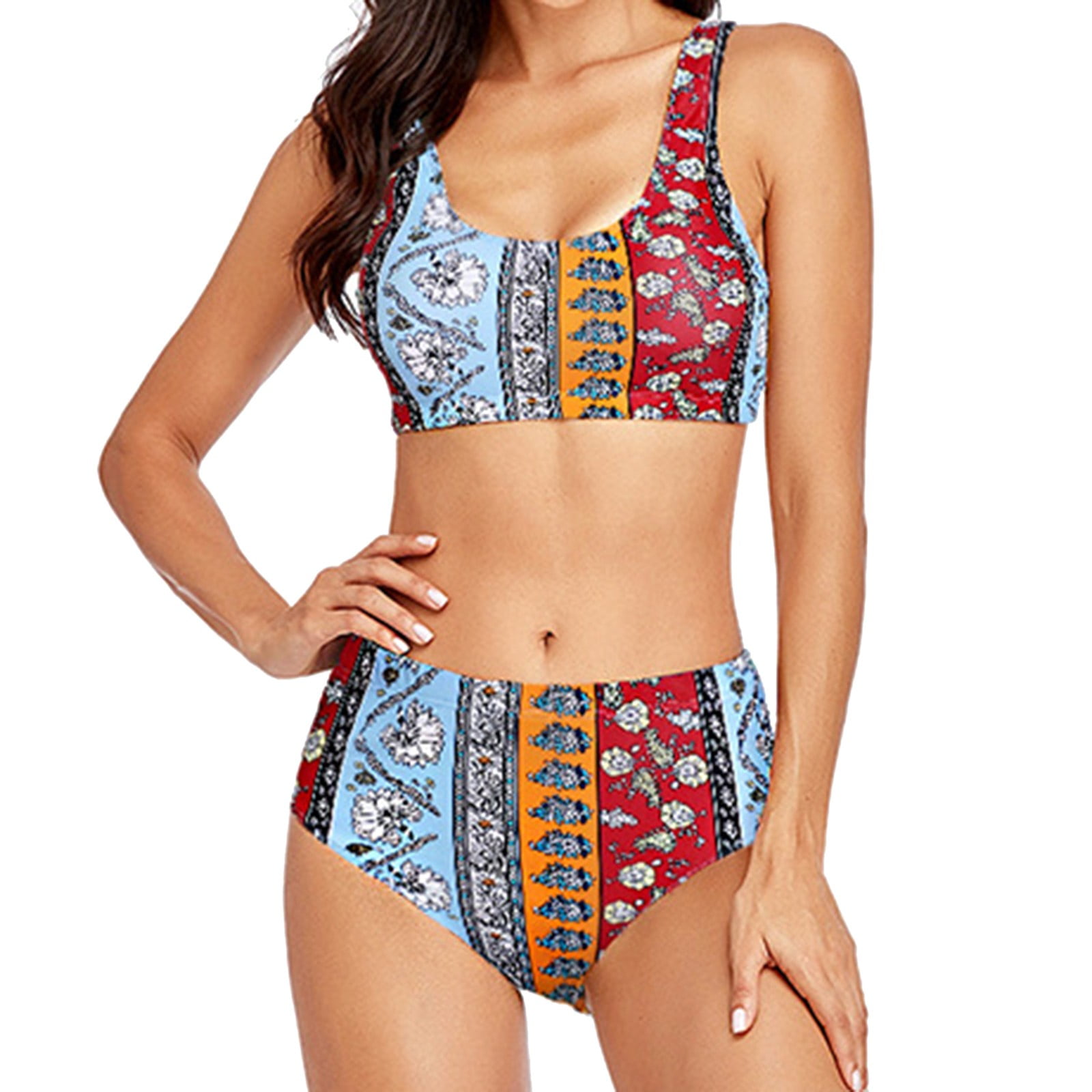 Adjustable Bikini Top Bikini Razors New Print Multi Color Small Vest