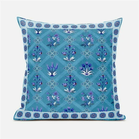 

Amrita Sen Designs CAPL1059FSDS-ZP-16x16 16 x 16 in. Mughal Art Suede Zippered Pillow with Insert - Mint Purple & White