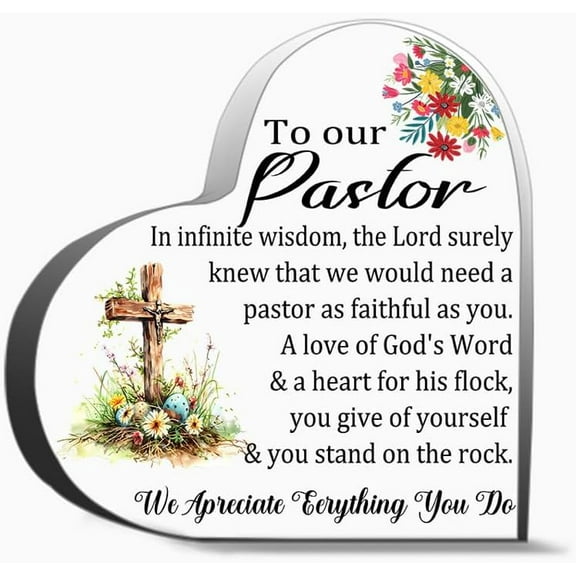 Thank You Gift For Pastor Pastor Appreciation Gifts Acrylic Heart Keepsake Funny Gifts For Pastor Bi Thank You Gifts For Women Men, Decoration Heart Shape Acrylic Sign Gift