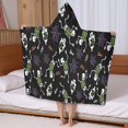 thumbnail image 5 of Halloween Skeleton Ghost Pattern Hooded Bath Towel，50"x30" for Ages 3 To 12 Kids, Quick Dry Lightweight Soft Microfiber Hood Beach Towel Cover Up for Kids, 5 of 7