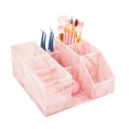 thumbnail image 1 of Caja de almacenamiento de herramientas de belleza para pestañas Sisiter, mármol rosa y acrílico, 1 of 7