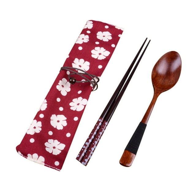 TIMIFIS Tableware Chopsticks Wooden Chopsticks, Spoons, Portable Set, Wooden Couple Tableware Chopsticks