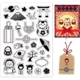 thumbnail image 1 of Set de sellos transparentes con temática japonesa: abanico plegable, paraguas, mil grullas de papel y gato de la suerte., 1 of 8