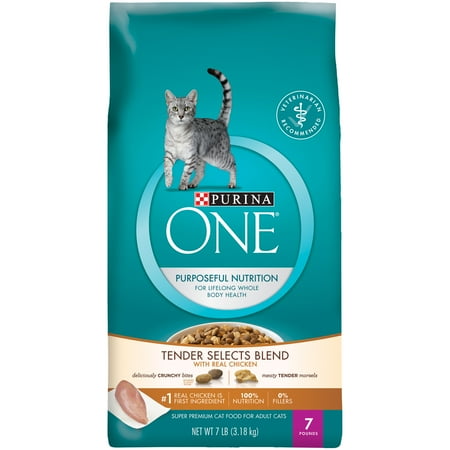 Purina one tender selects blend with real chicken dry cat food, 7 lb