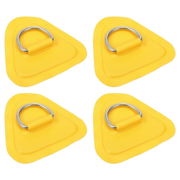 4pcs D Ring Patch Stainless Steel Triangle Shape D Ring Pad Yellow for Kayak Canoe Deck