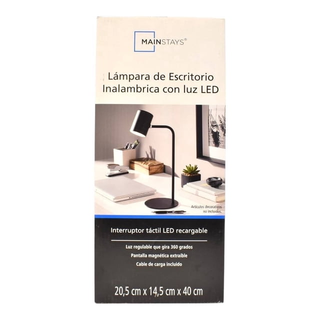 Lámpara Mainstays de Escritorio Inalámbrica con Luz Led Negro