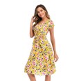 thumbnail image 2 of Leutsin Robe Maxi Décontractée pour Femme à Imprimé Floral Bohème, Col en V, Ligne A, Manches Courtes, Grande Taille, 2 of 8