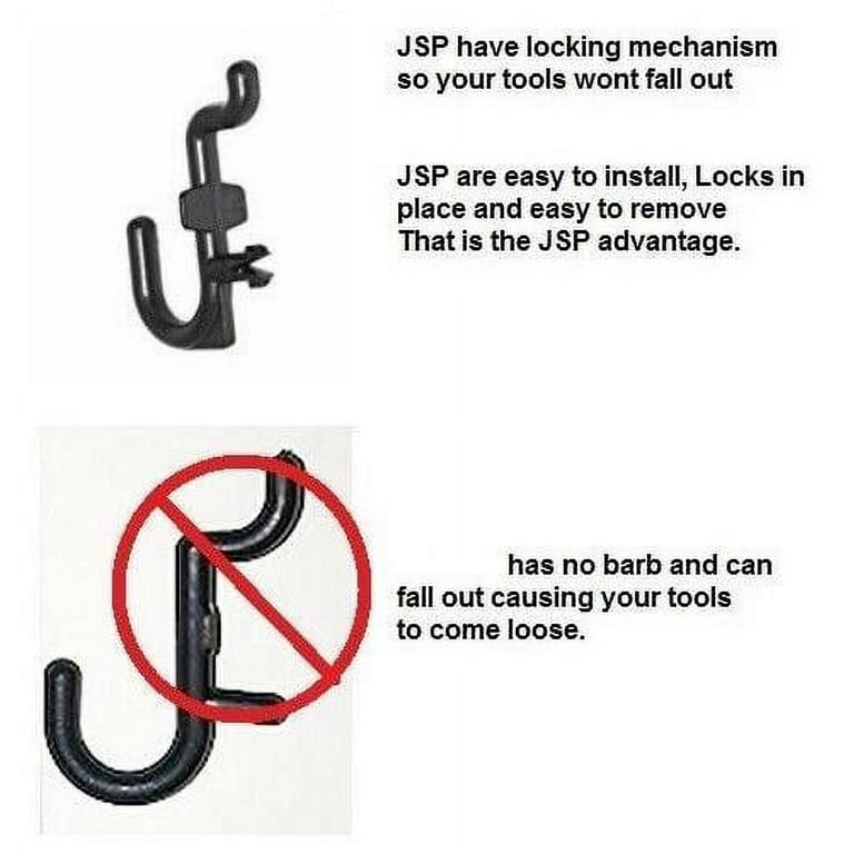 J & L Style Plastic Black Pegboard Locking Hooks Kits - Mulit-Packs |  Garage storage jewelry tools crafts Plastic Peg board hooks - 100