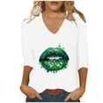 thumbnail image 2 of St Patrick's Day Top Women, 3/4 Sleeve T Shirt, V Neck Blouses Women's Fashion St. Patrick's Day Printed Tops V-Neck Casual 3/4 Sleeved Long Sleeved Tops Blouse, 2 of 4