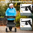 thumbnail image 3 of Heavy Duty Rollator Walker - Aluminum Rolling Walker for Seniors and Adults with Large Seat, Support Up 450 lbs (Grey), 3 of 8