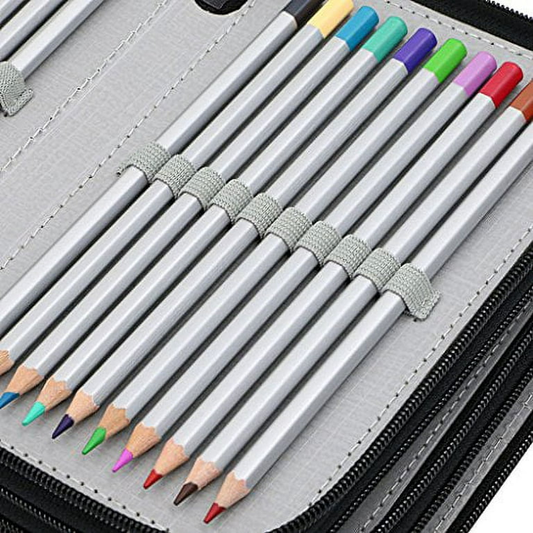 BTSKY Handy Wareable Oxford Pencil Bag 72 Slots Pencil Organizer Portable Watercolor Pencil Wrap Case (Blue)