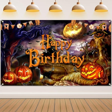 Image of Halloween Birthday Party Decoration Backdrop Cartoon Halloween Party Photography Background Costume Party Decorations