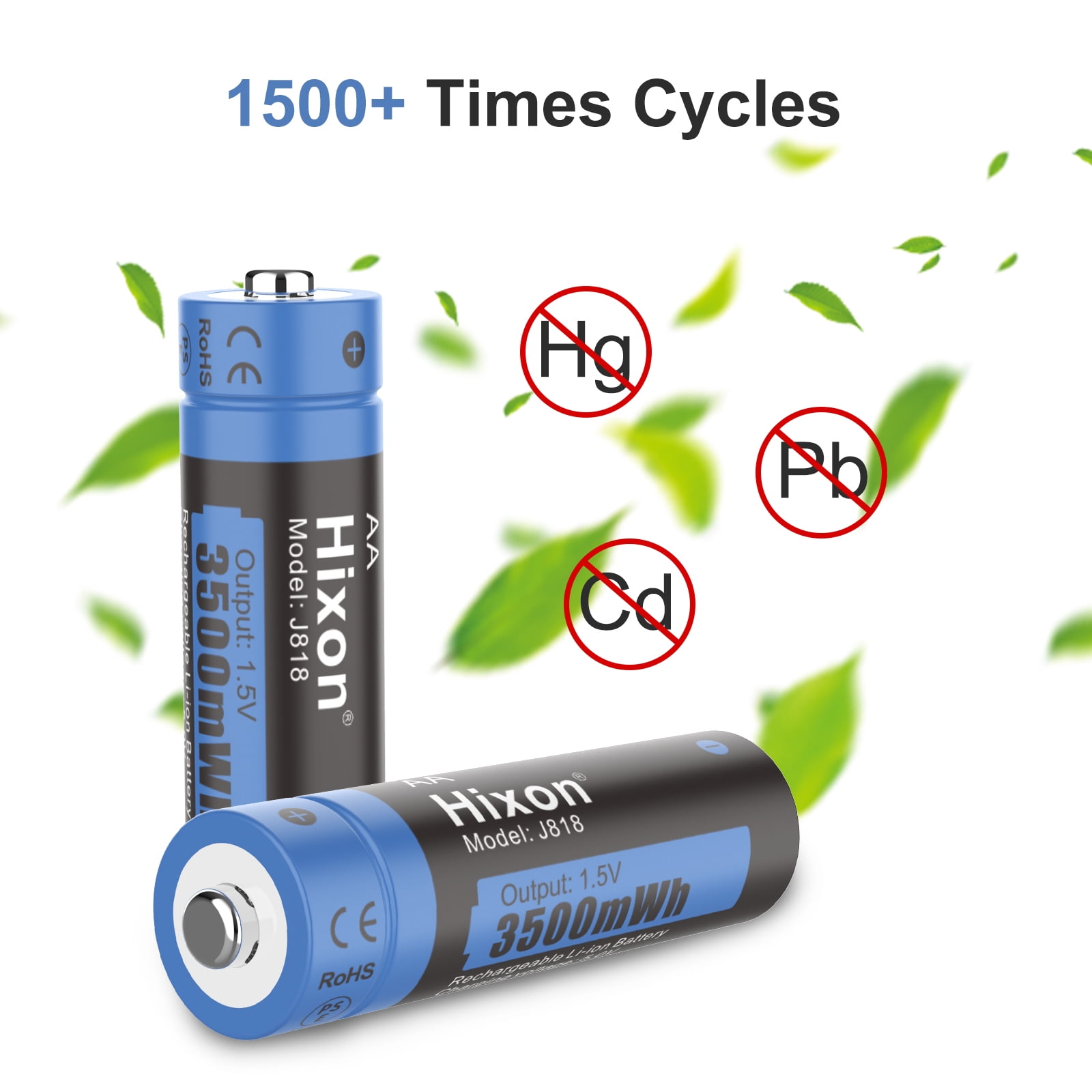 Hixon 8-Pack 1.5V Rechargeable AA Lithium Batteries 3500mWh with 4 Solt USB Smart Charger for Blink Camera