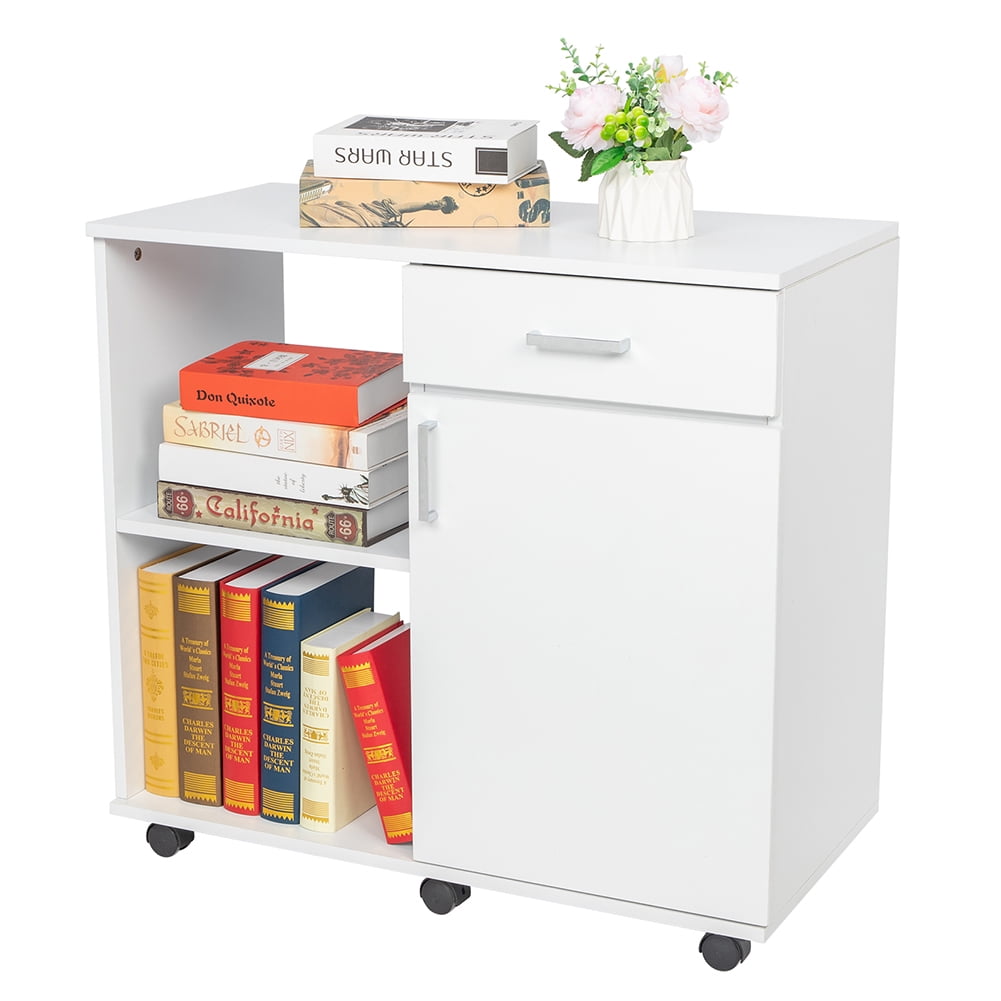 Private Jungle Three Layers Left Frame Right Cabinet MDF And PVC Wooden Filing Cabinet White
