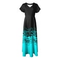 thumbnail image 7 of vigerkar Beach Dresses for Women,2025 Summer Trendy Elegant Wrap V Neck Floral Boho Dress,Flowy Ruched Hawaiian Maxi Dress Sky Blue, M, 7 of 7