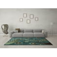 thumbnail image 3 of Ahgly Company Indoor Round Oriental Light Blue Modern Area Rugs, 7' Round, 3 of 4