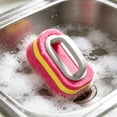 thumbnail image 5 of Solivara Handled All Purpose Bathtub Scrubber Kitchen Toilet Cleaner Shower Sponge Scrubbing Brush For Tiles Range Hoods And Pool Steps Plastic(Red,5.51*3.54in), 5 of 7