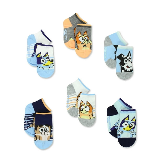 Bluey Boys Toddler 6 Pack Gripper Quarter Socks QF019