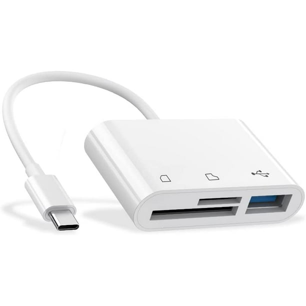 Optøjer Brokke sig spontan SD TF Memory Card Reader, Compatible with iPad Pro, MacBook Pro/Air, 3-in-1  USB Camera Card Reader Adapter and More Devices - Walmart.com