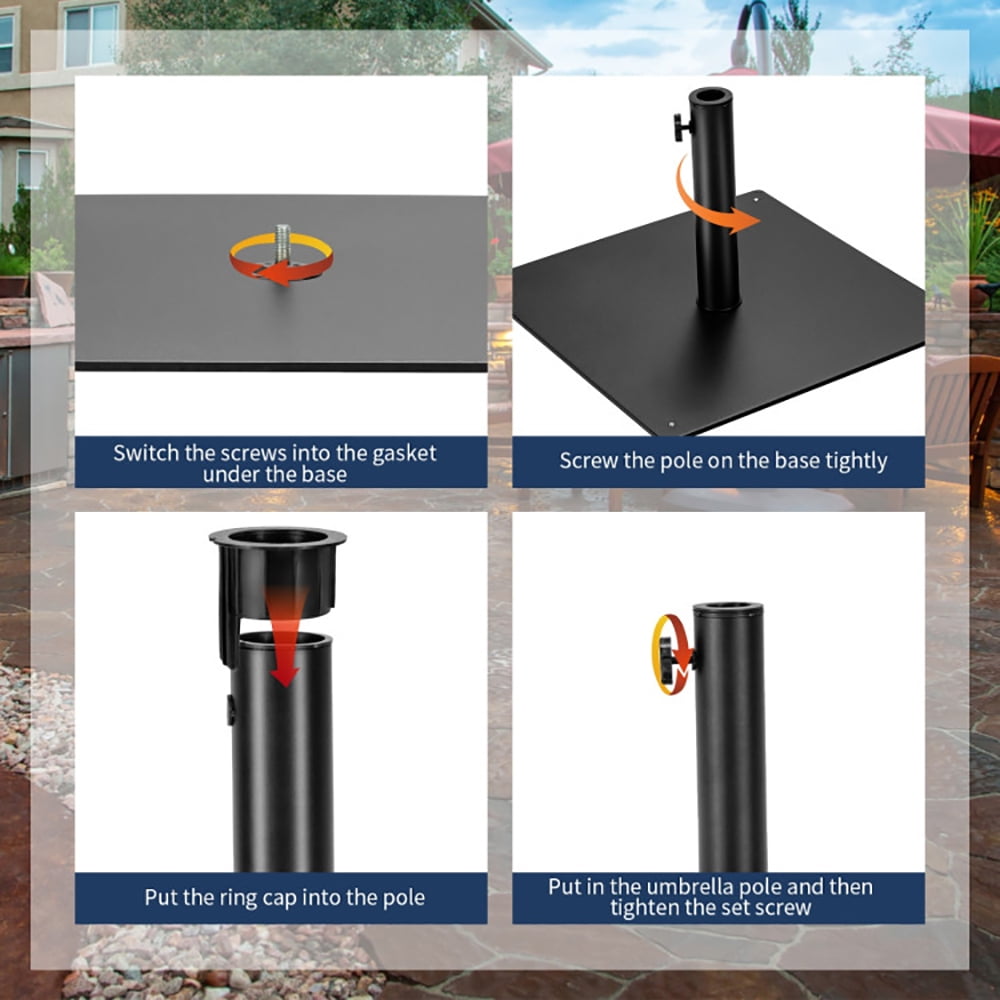 Aimee Lii Steel Heavy Duty Patio Market Umbrella Base with 3 Adapters for Backyard, Heavy Duty Umbrella Base Aimee Lii Steel Heavy Duty Patio Market Umbrella Base with 3 Adapters for Backyard, Heavy Duty Umbrella Base