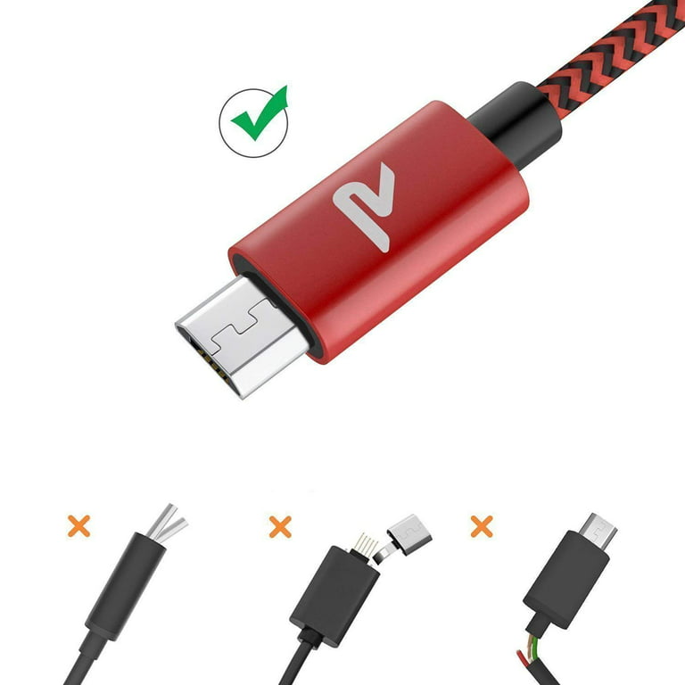 Câble Micro USB [1M+2M-Lot de 2] Nylon Tressé Chargeur Micro USB 3A Charge  Rapide et Synchro pour Android Samsung Galaxy S7 S6[83]