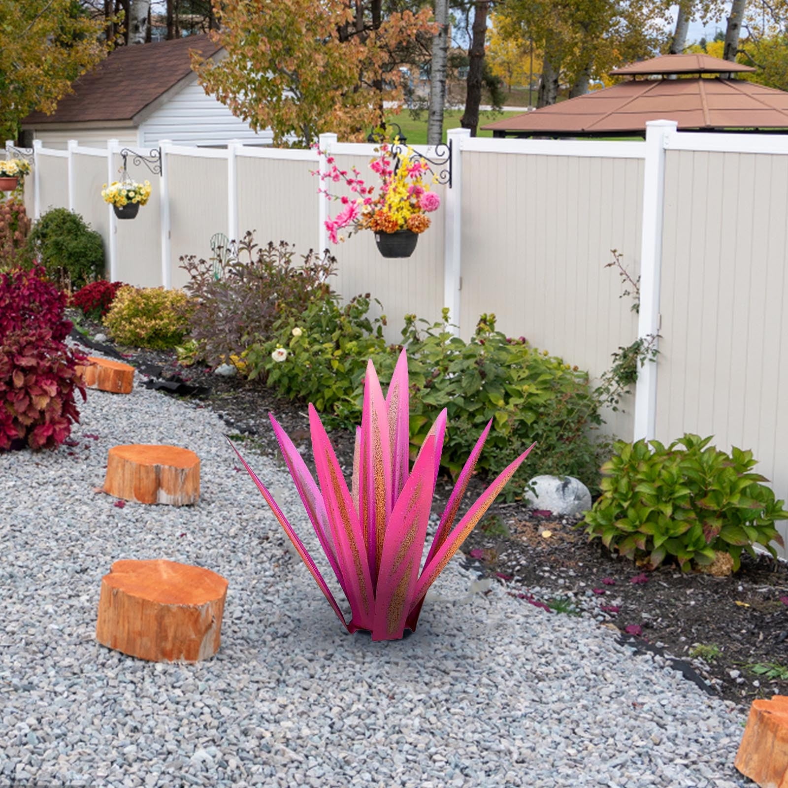 Fall Decorations for Home Clearance, 21.65'' Large Tequila Rustic Sculpture, Yard Decorations Outdoor, Home Decor, Garden Statues, Garden Decor, Yard Art, Metal Agave Plants for Patio Yard Pink