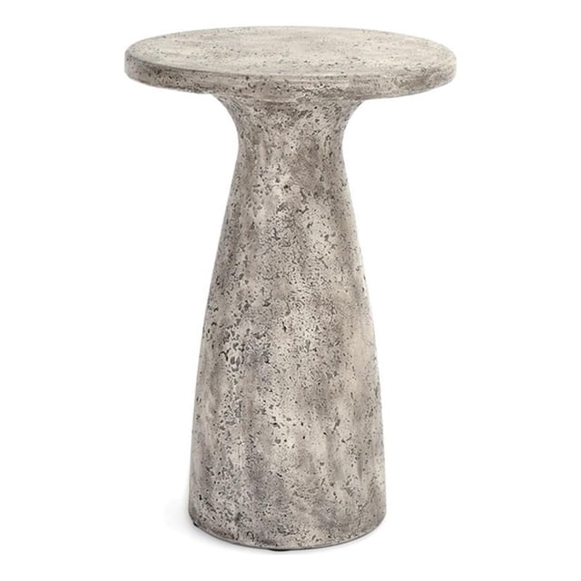 Pemberly Row Table d'Appoint Extérieur en Pierre de Béton de 19 Pouces en Gris Pâle