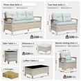 thumbnail image 4 of MEISSALIVVE 8 Pieces Patio Furniture Sets,Wicker Patio Conversation Sets with 2 Wood Armrests Swivel Glide Chairs, Outdoor Couch, Loveseat for Deck Yard and Poolside (Blue), 4 of 9