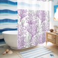 thumbnail image 5 of No Hook Shower Curtain, Purple Gray Coral Coastal Shower Curtains for Bathroom with See Through Top Window, Summer Beach Seaside Nautical Waterproof & Washable Bath Curtain Extra Long 72"x84", 5 of 9