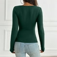 thumbnail image 4 of Breezora Women's Y2K Inspired Long Sleeve Lace Trim Blouse Slim Fit Open Collar Top for Vintage Style and Fashion Outfits M Size Green, 4 of 5