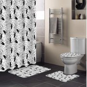 ZHANZZK Dog Lover 4 Piece Bathroom Set Shower Curtain Bath Rug Contour Mat and Toilet Lid Cover