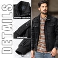 thumbnail image 2 of YUCOLEN Men's Winter Thick Fleece Lined Warm Jacket Casual Trucker Work Coat with Multi Pockets Zip Black 2XL, 2 of 6