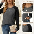 thumbnail image 4 of SWQZVT Color Block Sweatshirts for Women Crewneck Long Sleeve Pullover Tops Casual Fall Womens Clothes Soft Raglan Sweaters Lightweight Tunic Tops, 4 of 9