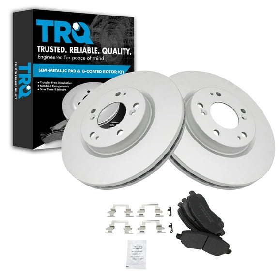 TRQ Front Metallic Brake Pads & G-Coated Rotor Kit Fits Select Chrysler Dodge Jeep Mitsubishi