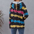 thumbnail image 4 of Sudadera con capucha para mujer Impresión de ondas de color Escote con cordón Diseño de cremallera Sudadera con capucha informal Negro M, 4 of 6