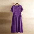 thumbnail image 4 of GUACER Summer Dresses for Women Trendy Short Sleeve Crewneck Embroidery with Pockets Casual Loose Midi Dresses, 4 of 8