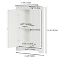 thumbnail image 5 of Floor Corner Cabinet with 2 Doors and Adjustable Shelves, Freestanding Narrow Cabinet Organizer, Corner Storage Cabinets for Bathroom, Kitchen, Living Room, or Bedroom, White, 5 of 12