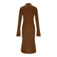 thumbnail image 5 of Hfnxid Dress for Women Long Sleeve Mini Western Shirt Dresses Casual Loose Fit Corduroy Button Up Belt Frock Classic Trendy Basics Pullover Frocks Coffee M, 5 of 10