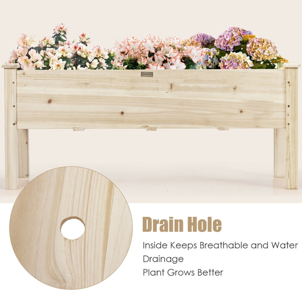 Spaco Raised Garden Bed Elevated Planter Box Wood for Vegetable Flower Herb, Outdoor Elevated Flower Box for Backyard/Patio/Gardener