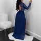 thumbnail image 3 of Gibobby Vestidos de fiesta largos elegantes Mujeres Sexy Color sólido Sin mangas Halter Back Open Back Lentejuelas Encaje Lentejuelas Split Vestido(Azul,CH), 3 of 5