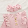 thumbnail image 2 of Infant Girls Solid Color Baby Girl Knitted Romper Jumpsuit Footed Onesie, 2 of 5