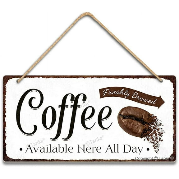 Coffee Bar Open Daily Cafe Decor Wood Hanging Plaque 5X10 Inch Coffee Signs Modern Bar Accessories Kitchen Home Pub Shop Coffee Station Farmhouse Decorative
