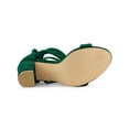thumbnail image 3 of BLISSFUL STEP Women's Faux Velvet Lace Up Block Heel Strappy Sandals Dark Green (Size 8.5), 3 of 8