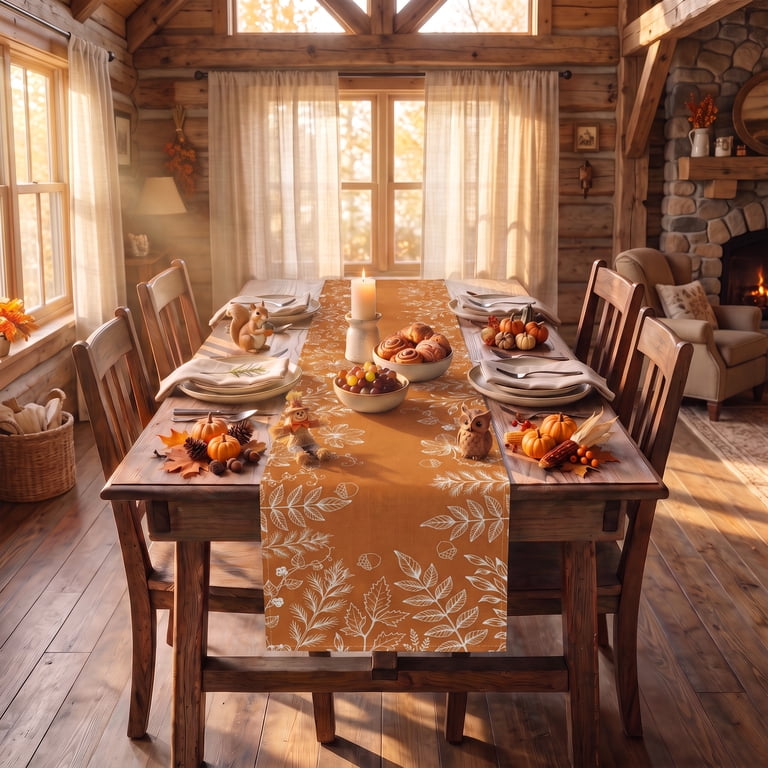 Sm:)e Orange Floral Fall Table Runner photo 8