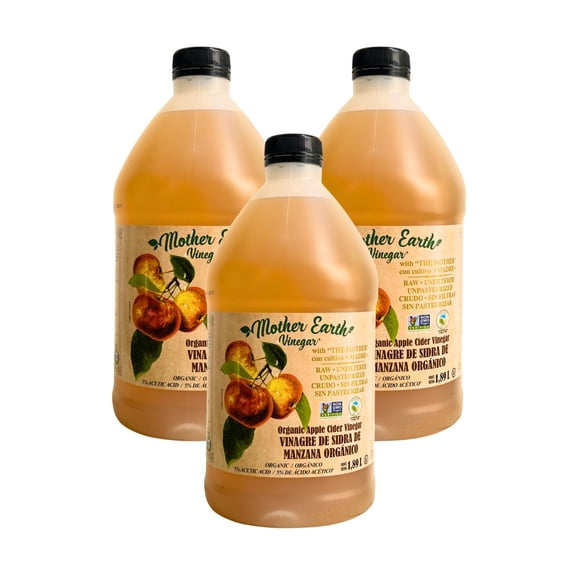 Vinagre De Sidra De Manzana Orgánico Mother Earth 3 Botes 3.78lt